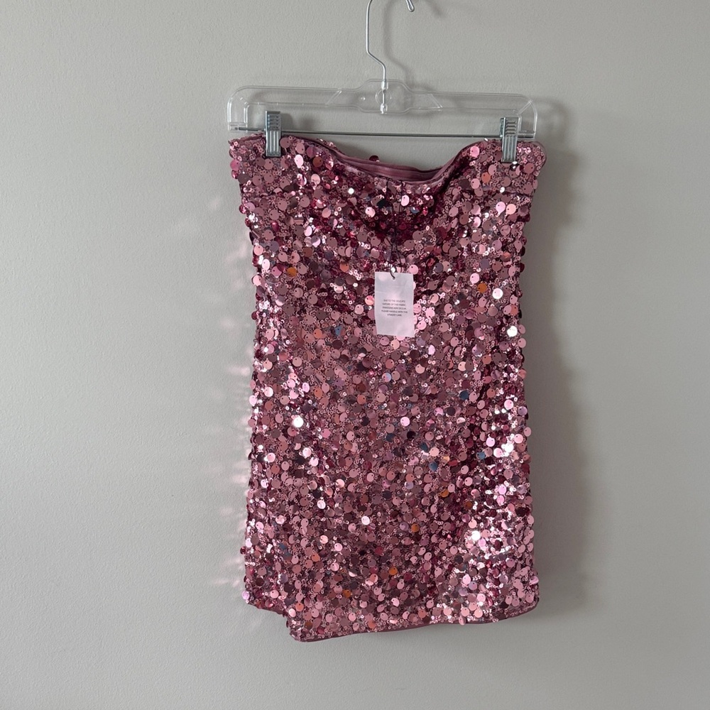 superdown sequin revolve Pink Strapless Mini Dress - image 2